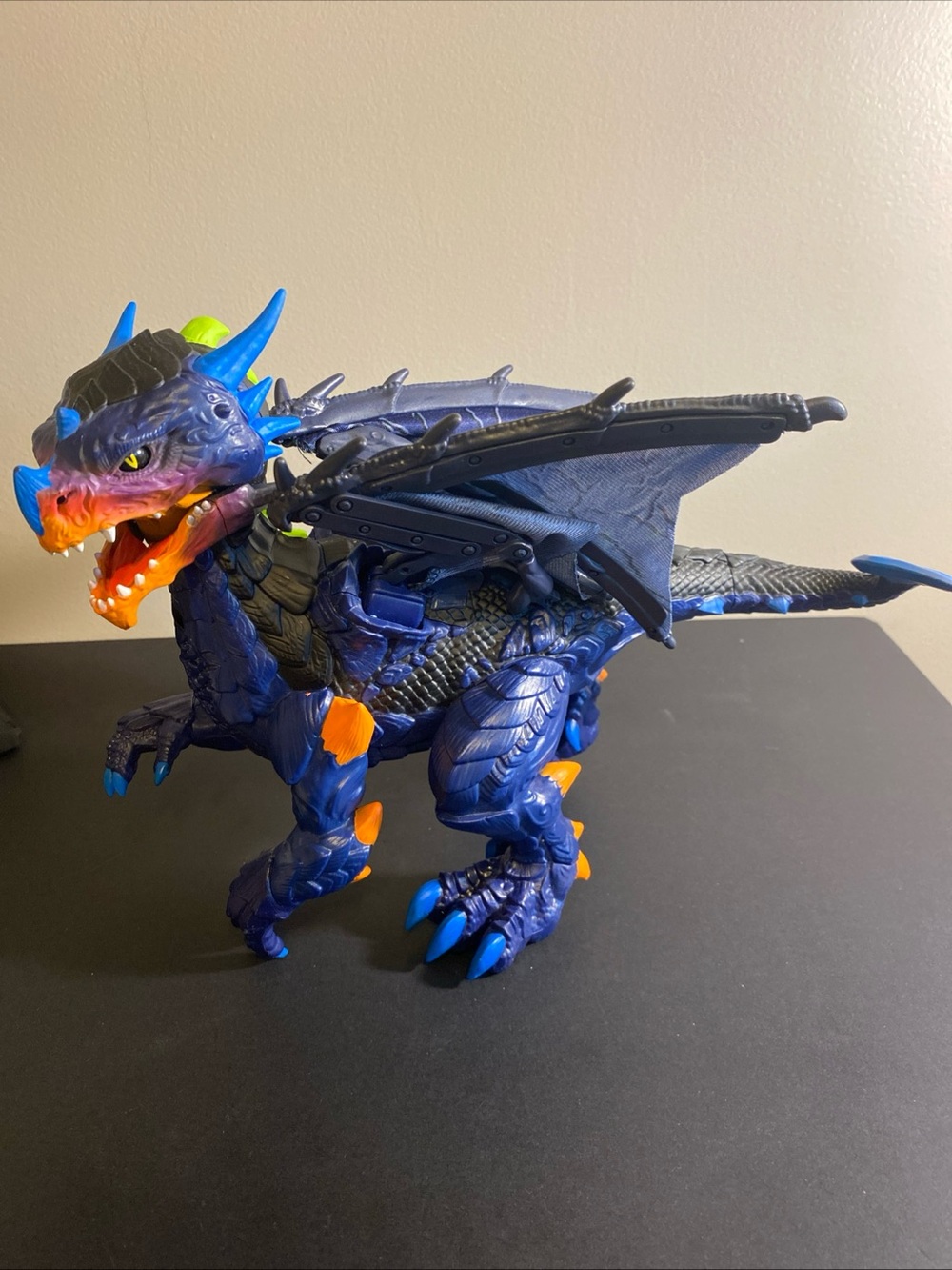 WowWee Untamed Legends Dragon Vulcan Dark Blue Interactive Toy 9" Tested